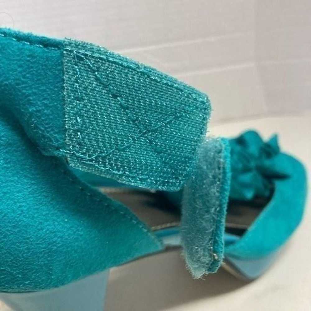 CATO Turquoise Ruffle Strap Hook & Loop Peep Toe … - image 9