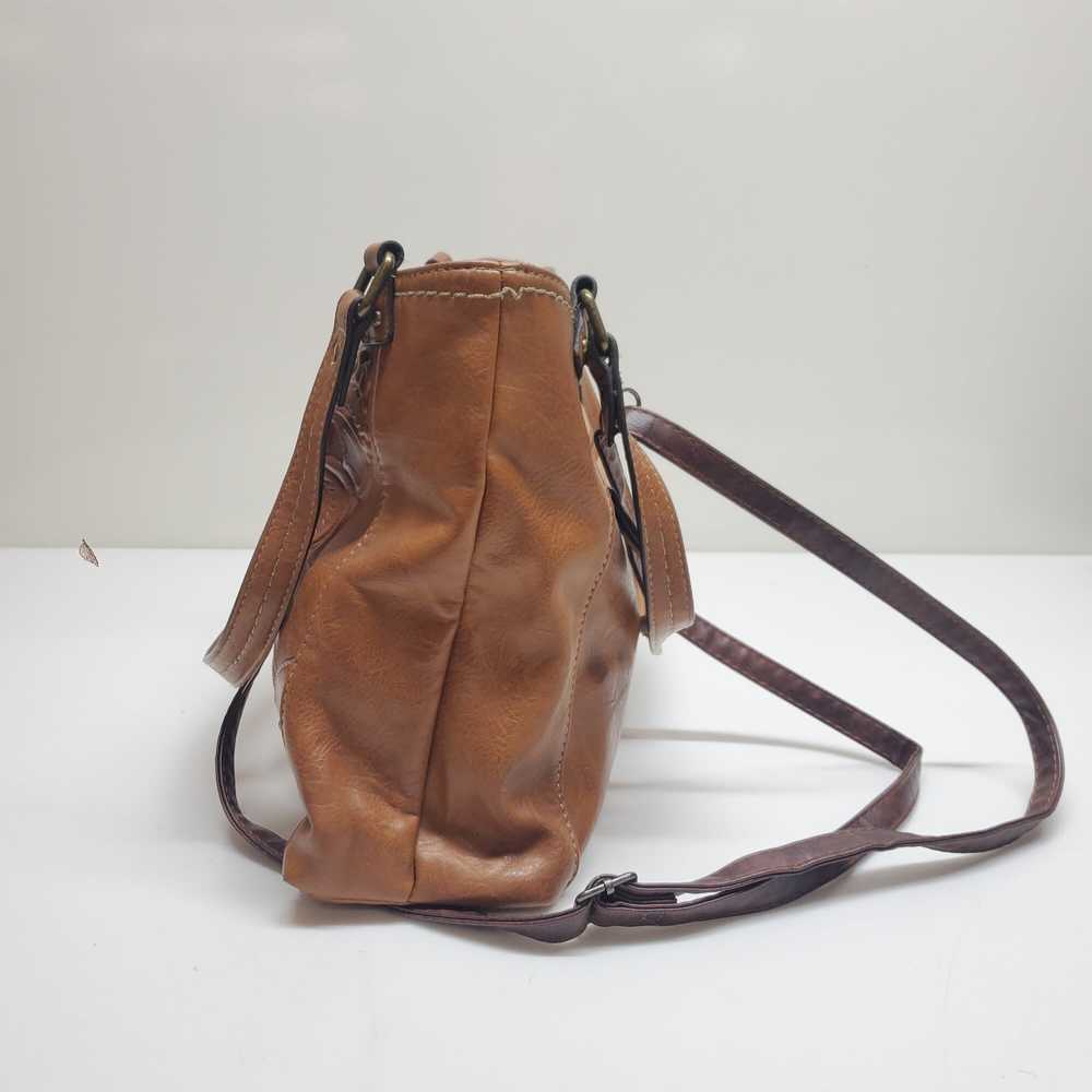 b.o.c. Brown Floral Embossed Leather Crossbody Ba… - image 2