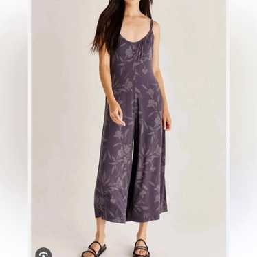 Z Supply Gray Sleeveless Floral Jumpsuit - image 1