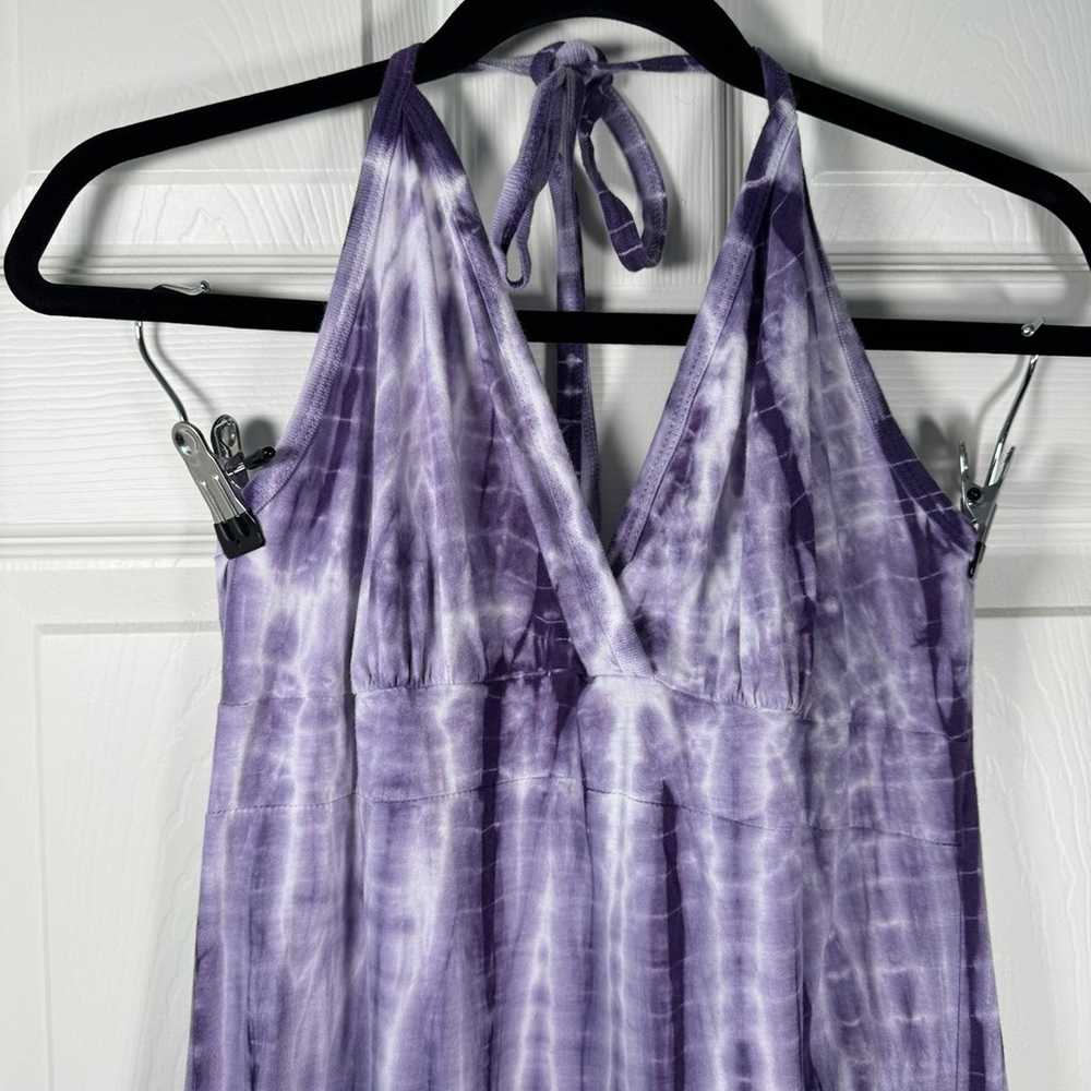 PrAna Tie Dye Purple Maxi Halter Tie Top Hippie S… - image 3