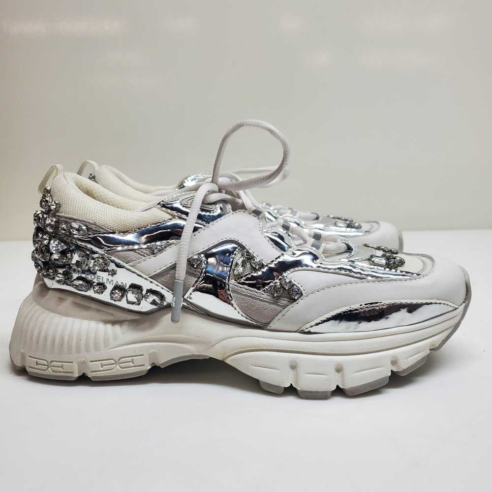 Sam Edelman Bedazzled White Silver Sneakers Size … - image 1