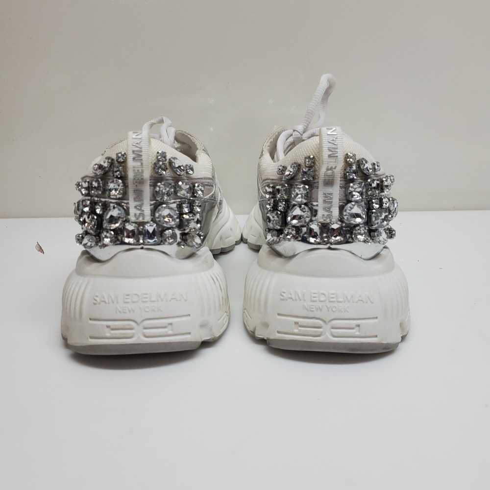 Sam Edelman Bedazzled White Silver Sneakers Size … - image 5