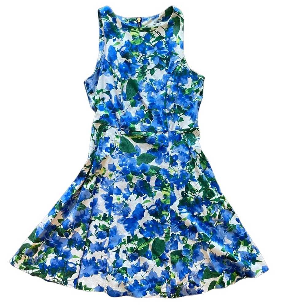 Milly zip back cotton floral flower blue green fi… - image 2