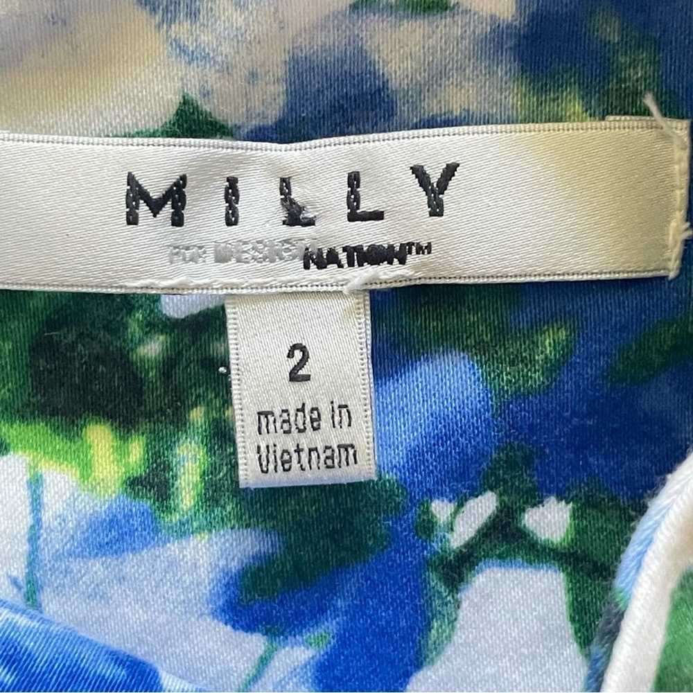 Milly zip back cotton floral flower blue green fi… - image 3