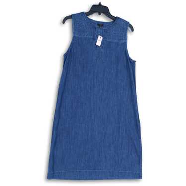 NWT Talbots Womens Blue Denim Split Neck Sleevele… - image 1