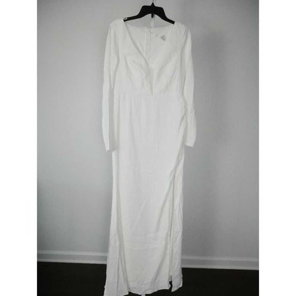 Lulu's White Long Sleeve V-neck Maxi Formal Dress… - image 3
