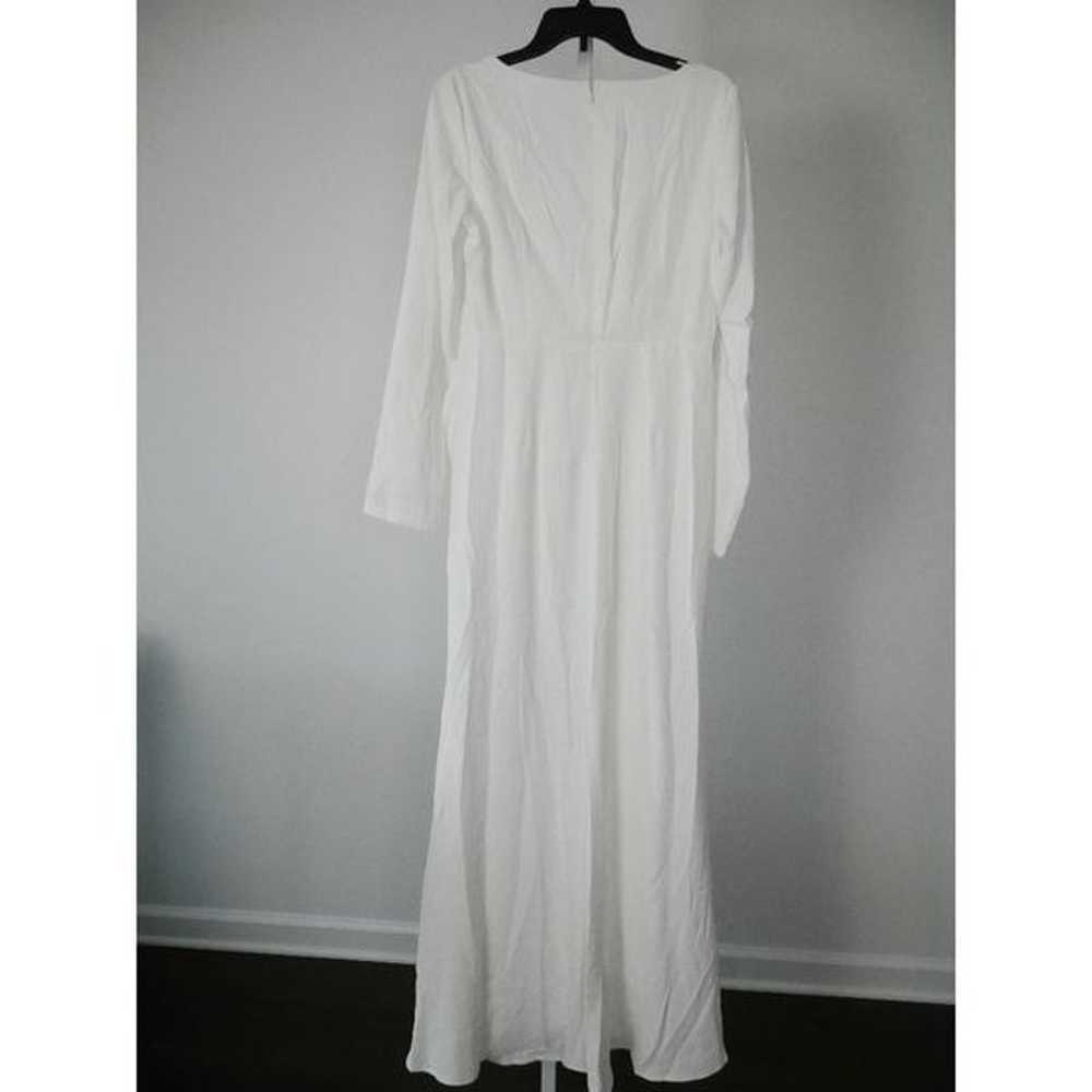 Lulu's White Long Sleeve V-neck Maxi Formal Dress… - image 8