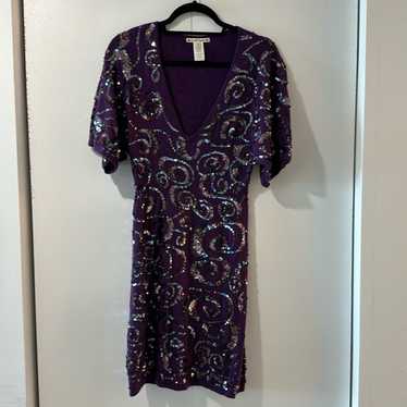Nanette Lapore Sequin Swirl Purple Sweater Dress