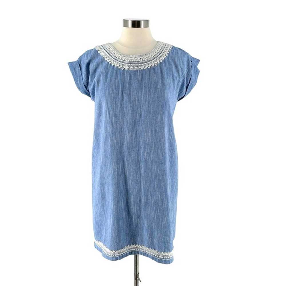 Roller Rabbit 100% Cotton Blue Chambray Embroider… - image 1