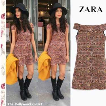 Zara Tapestry Jacquard Off Shoulder Mini Dress