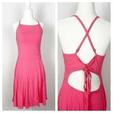 Gorgeous pink Strappy back dress corset back small
