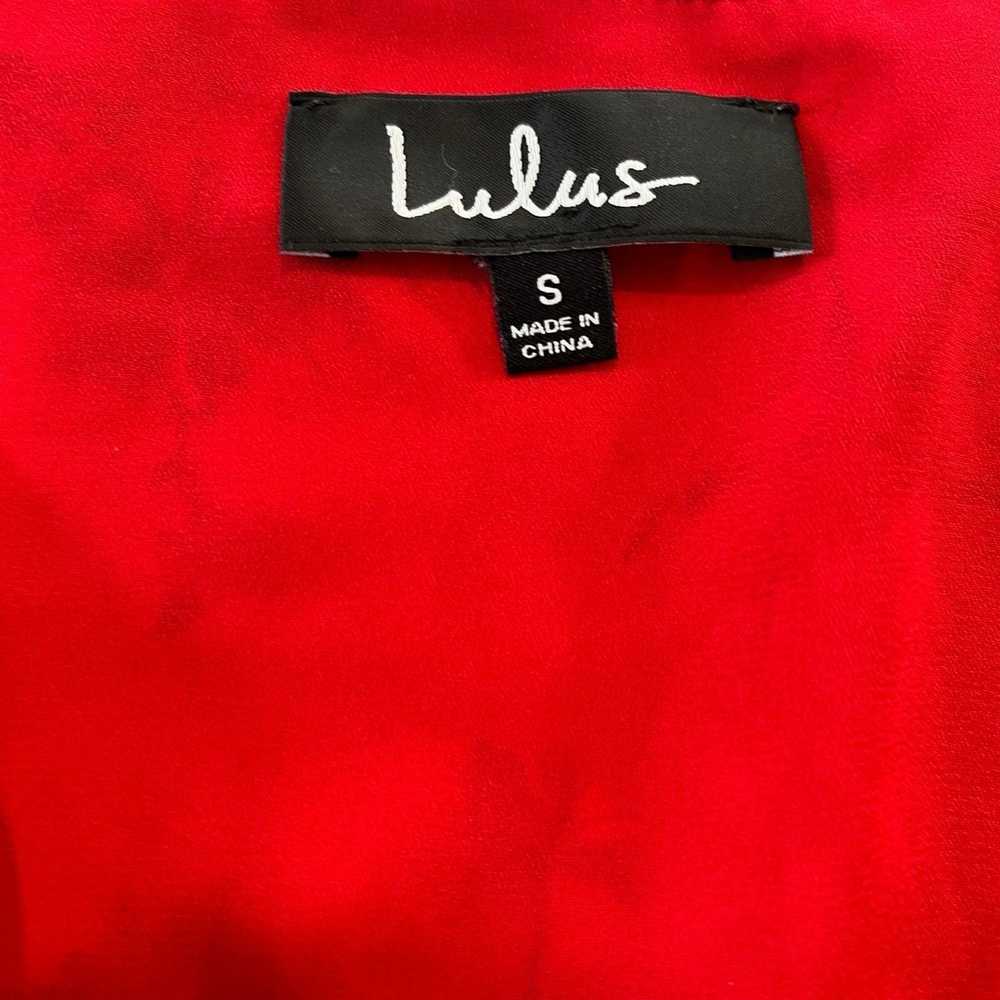 Lulus Bronwen Red Floral Tie Waist Flounce Sleeve… - image 11