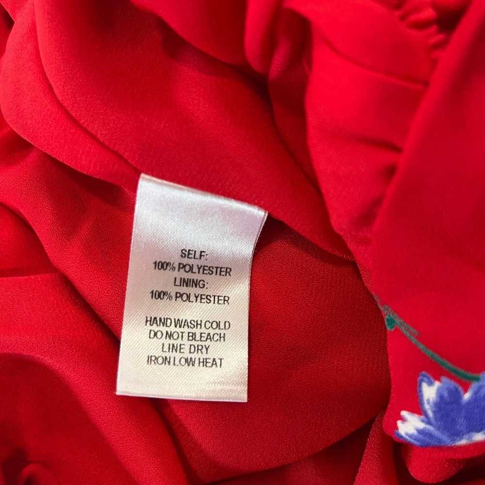 Lulus Bronwen Red Floral Tie Waist Flounce Sleeve… - image 12