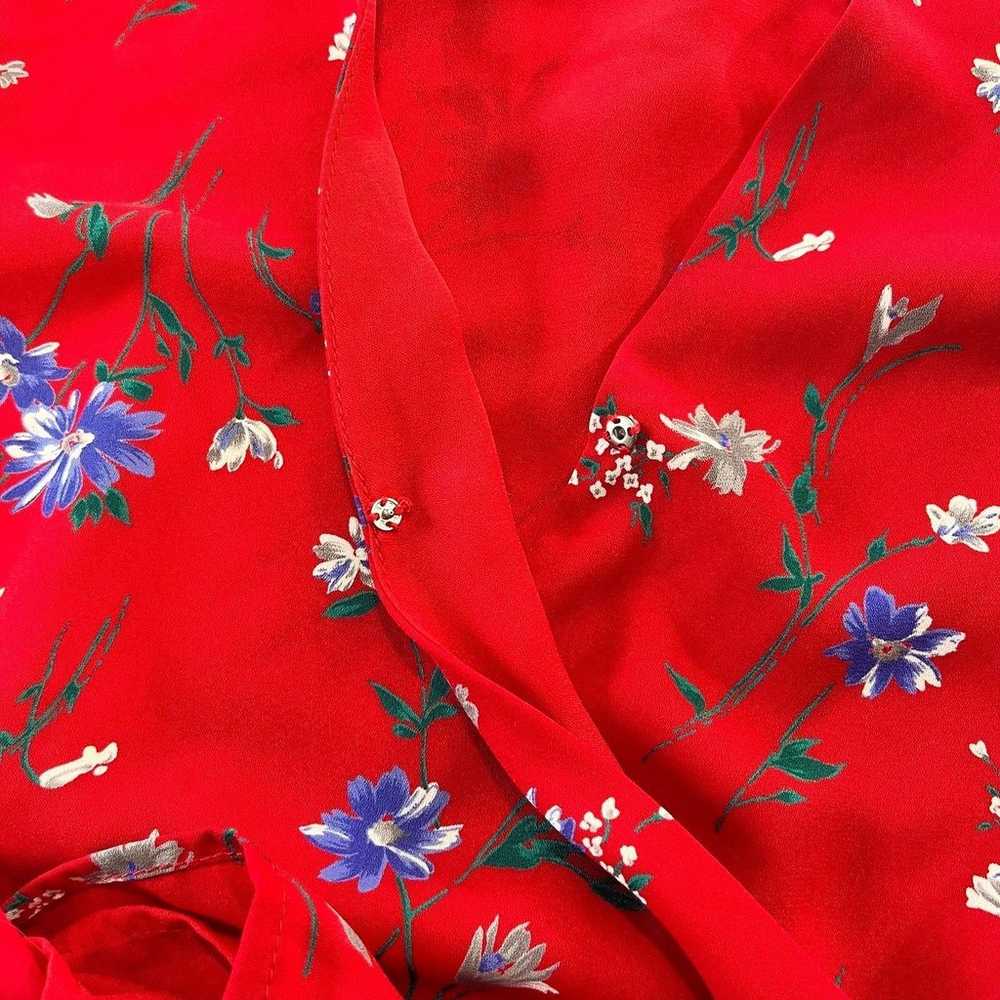 Lulus Bronwen Red Floral Tie Waist Flounce Sleeve… - image 6