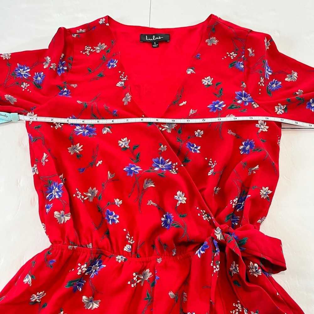 Lulus Bronwen Red Floral Tie Waist Flounce Sleeve… - image 8