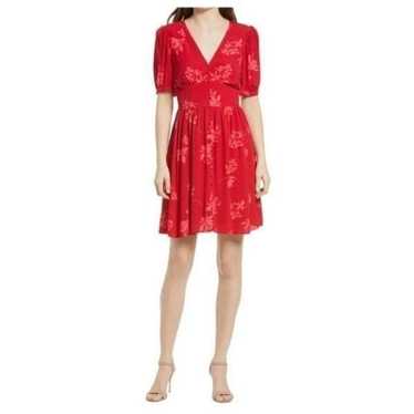 Chelsea28 Red Floral Button Front Dress Size Mediu