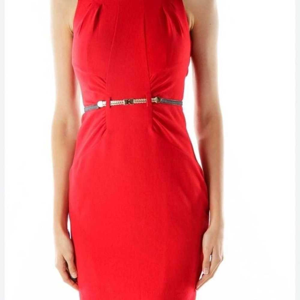 Women's XOXO Red Sleeveless Belted Dress Size 1/2 - image 1