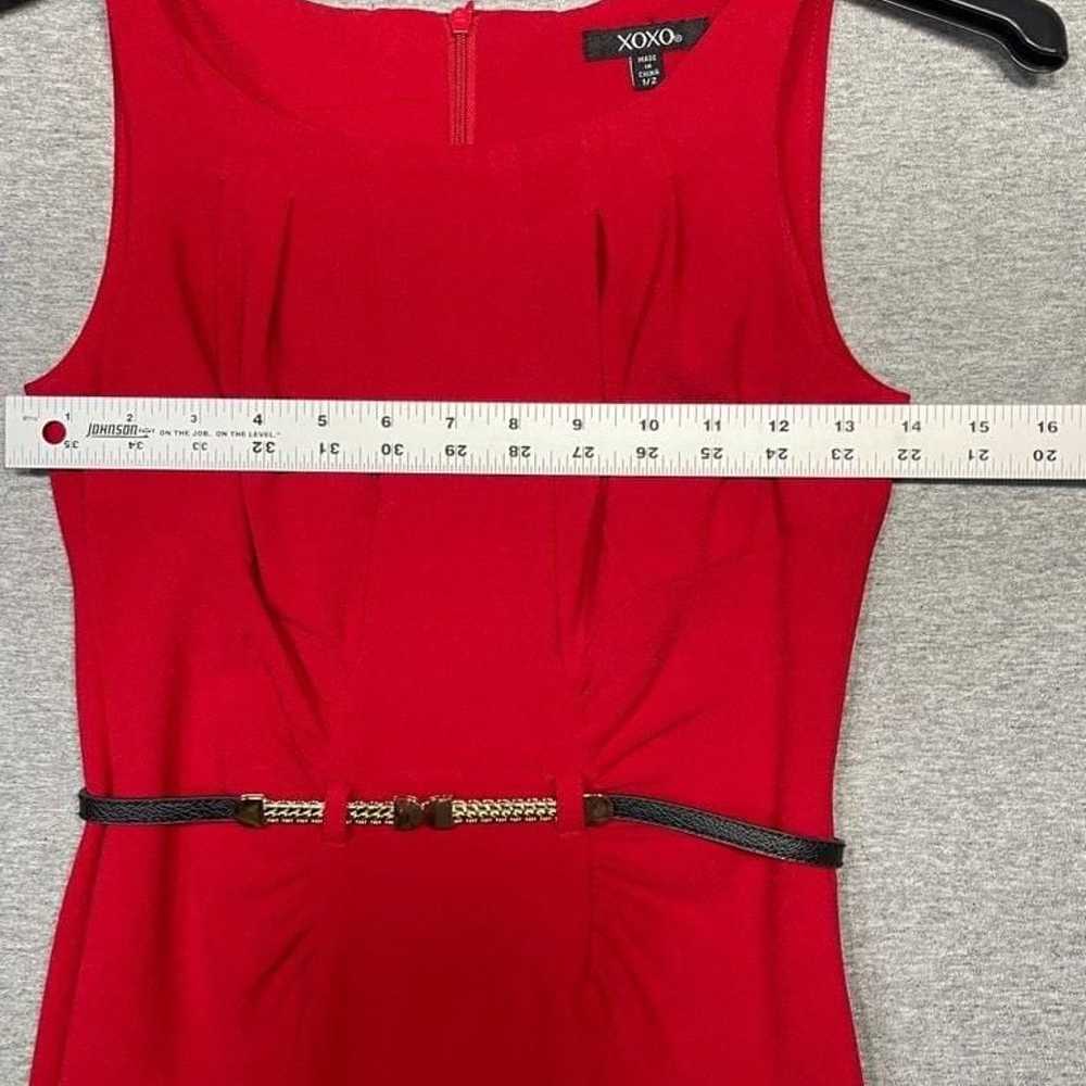 Women's XOXO Red Sleeveless Belted Dress Size 1/2 - image 6