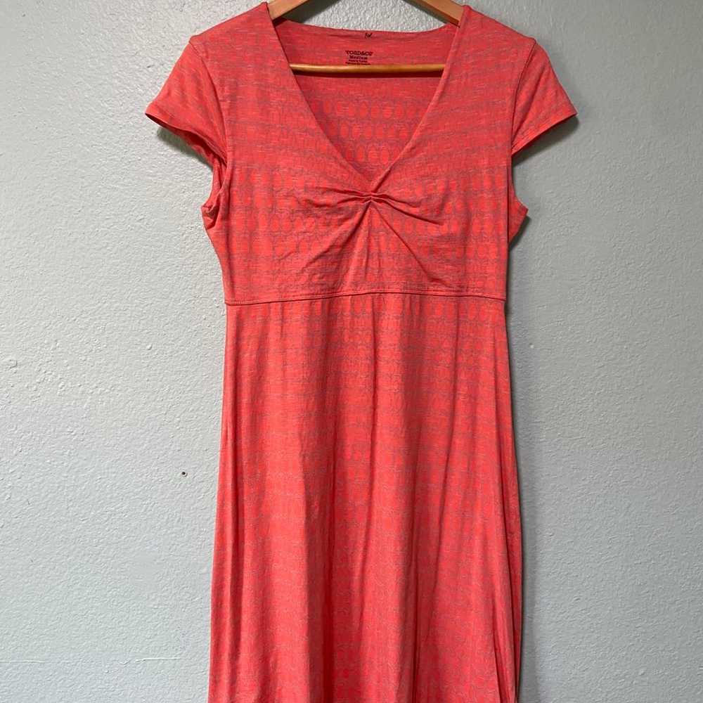 Toad & Co Women's Peach Orange Light Grey Dress S… - image 1