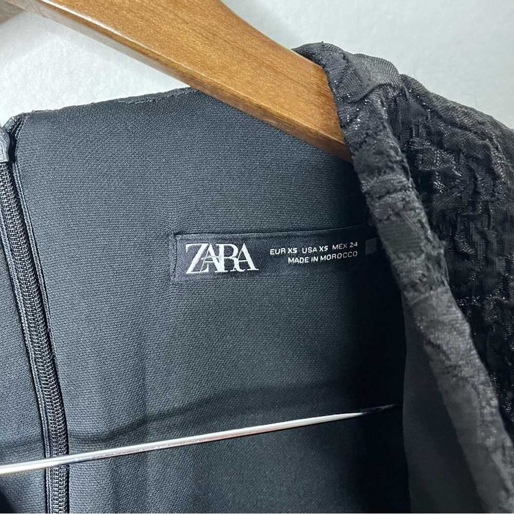 Zara Black Metallic Jacquard Embossed Puff Sleeve… - image 6