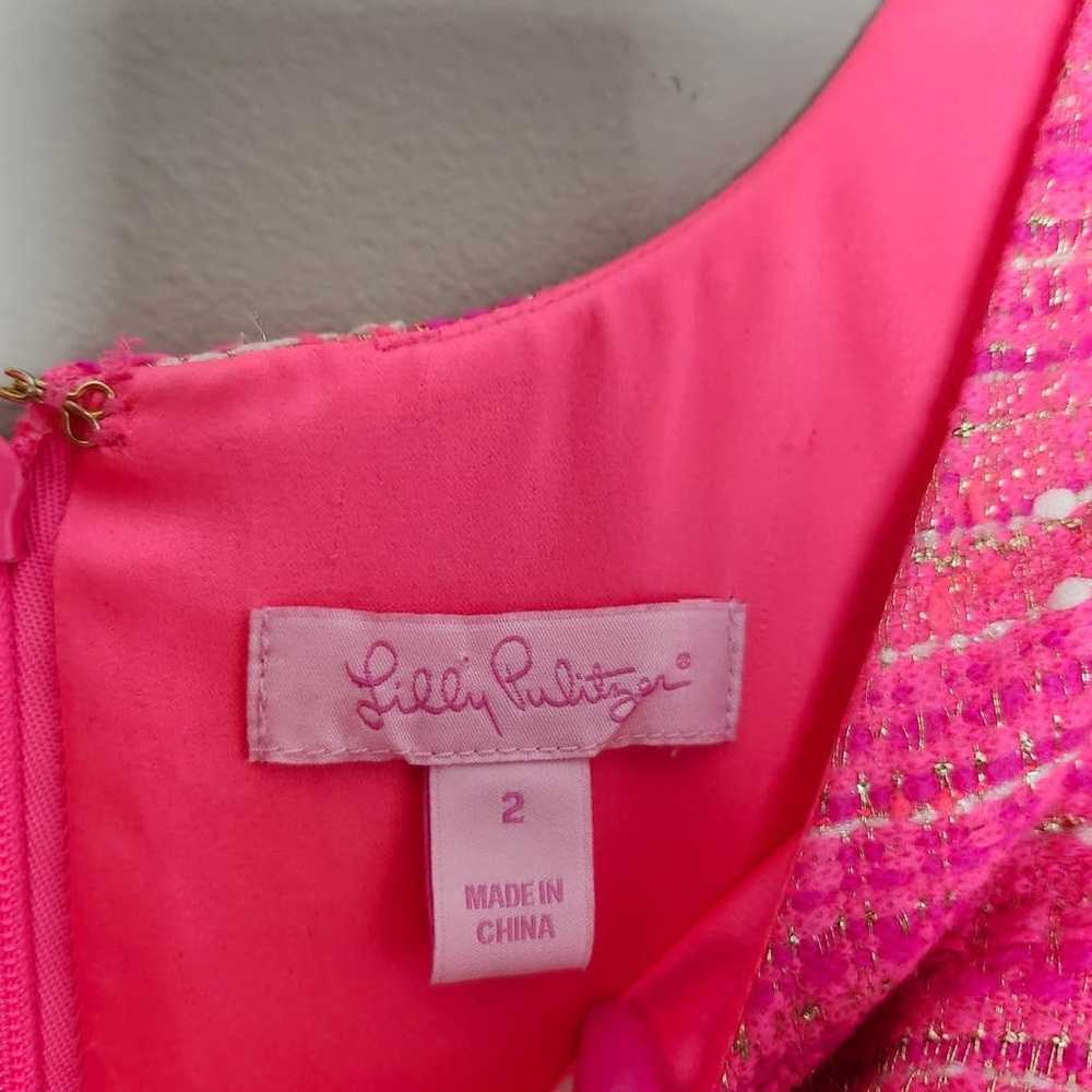 Lilly Pulitzer Mini Dress Size 2 Hot Pink & Metal… - image 5