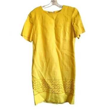 Talbots Vintage Linen Yellow Dress Sz 8