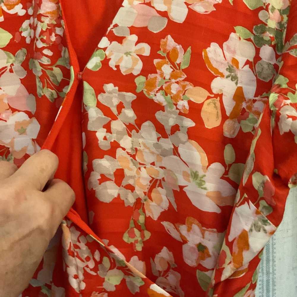 J.Jill Red Floral Wrap Dress Size Medium - image 4