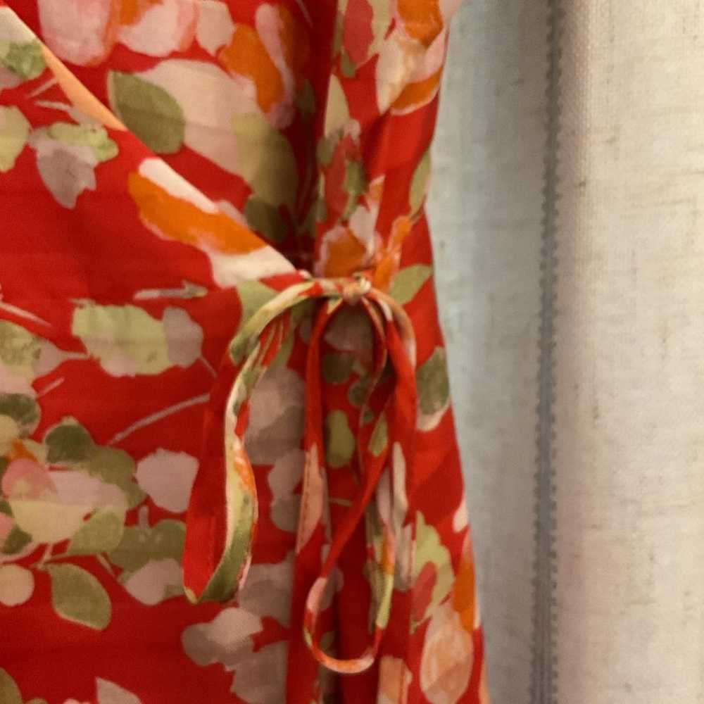 J.Jill Red Floral Wrap Dress Size Medium - image 5