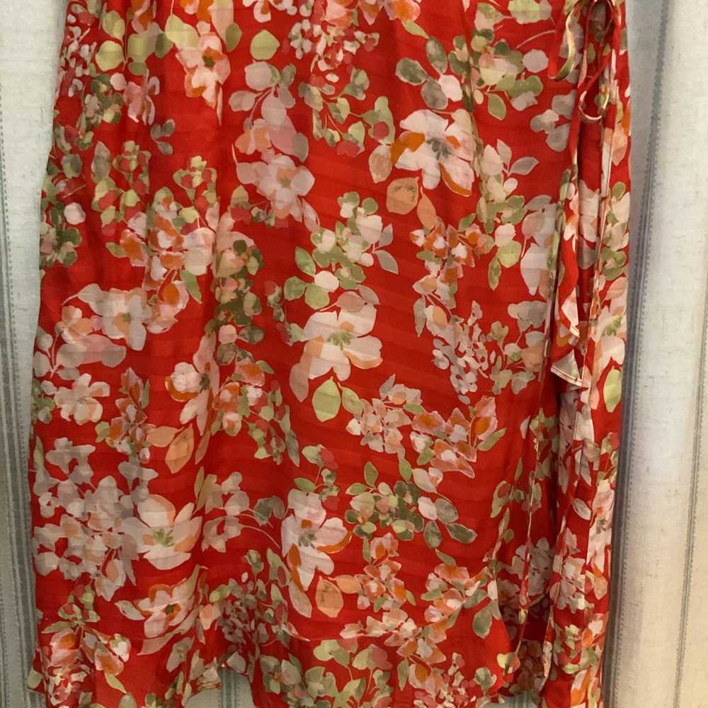 J.Jill Red Floral Wrap Dress Size Medium - image 6