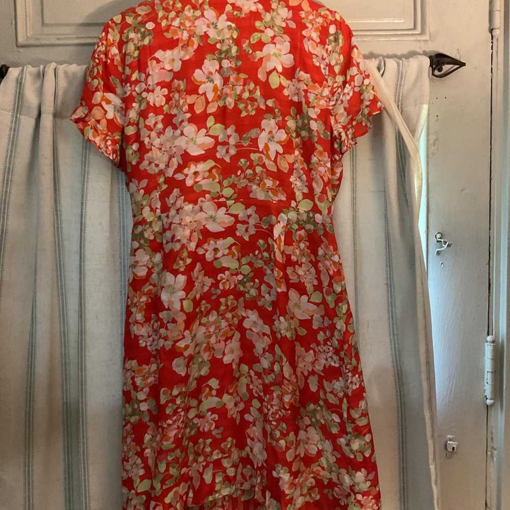J.Jill Red Floral Wrap Dress Size Medium - image 8