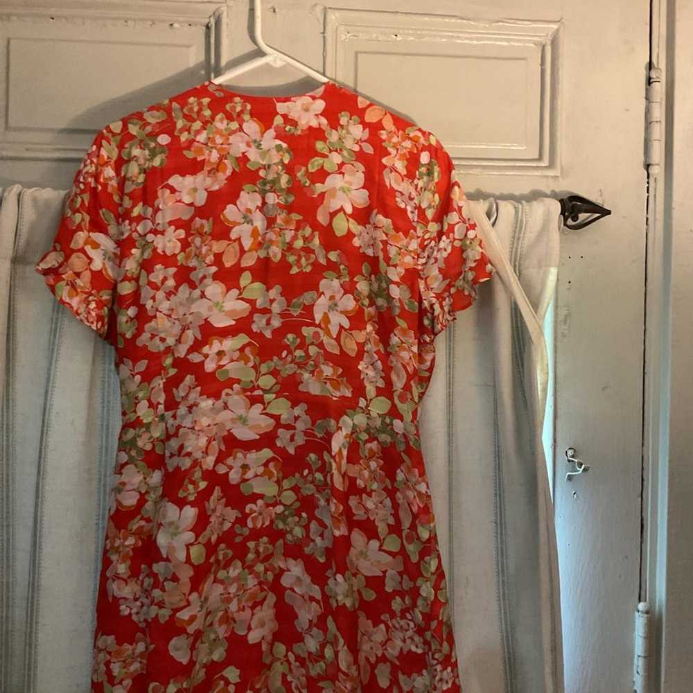 J.Jill Red Floral Wrap Dress Size Medium - image 9
