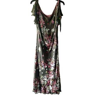 Monsoon UK floral beaded silk/viscose dress bias - image 1