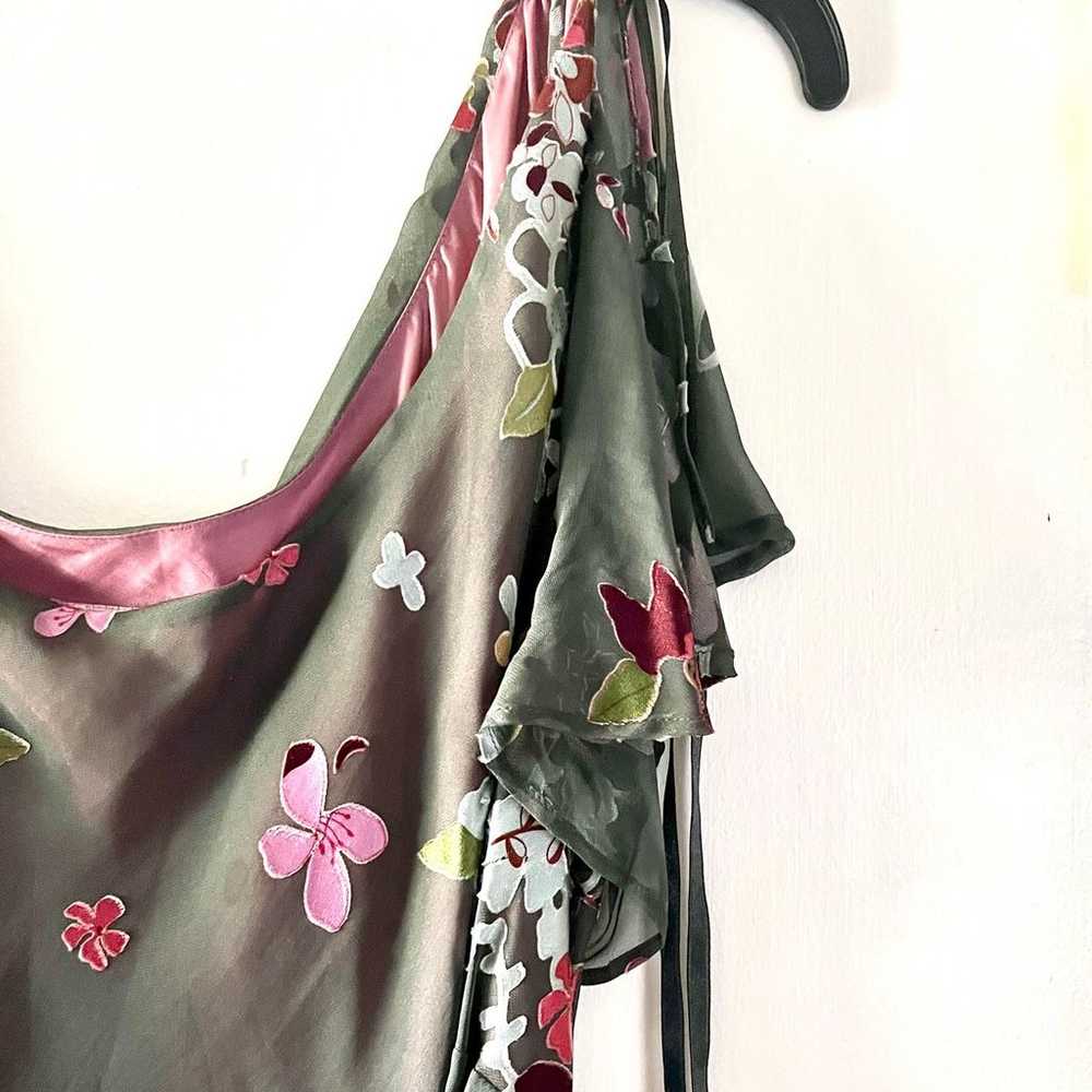 Monsoon UK floral beaded silk/viscose dress bias - image 2