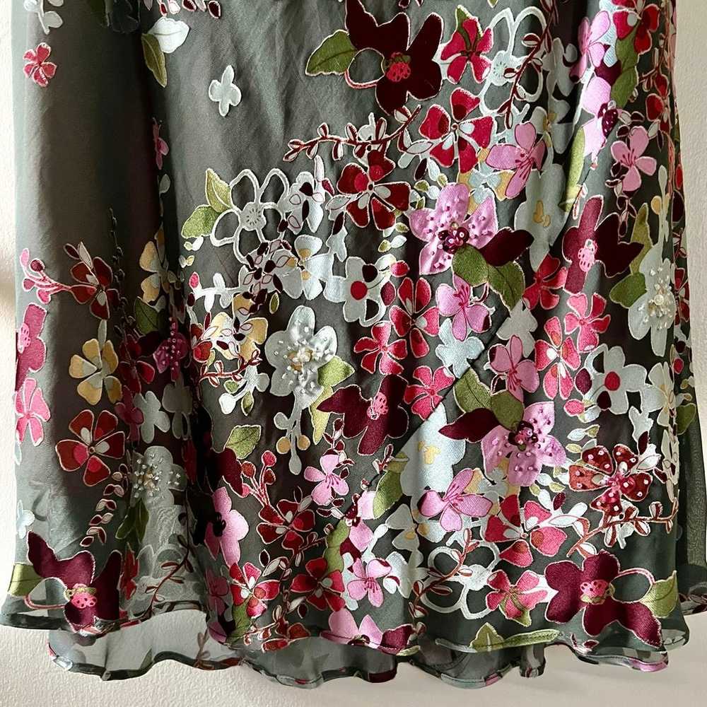 Monsoon UK floral beaded silk/viscose dress bias - image 3