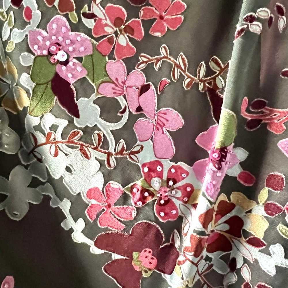 Monsoon UK floral beaded silk/viscose dress bias - image 4