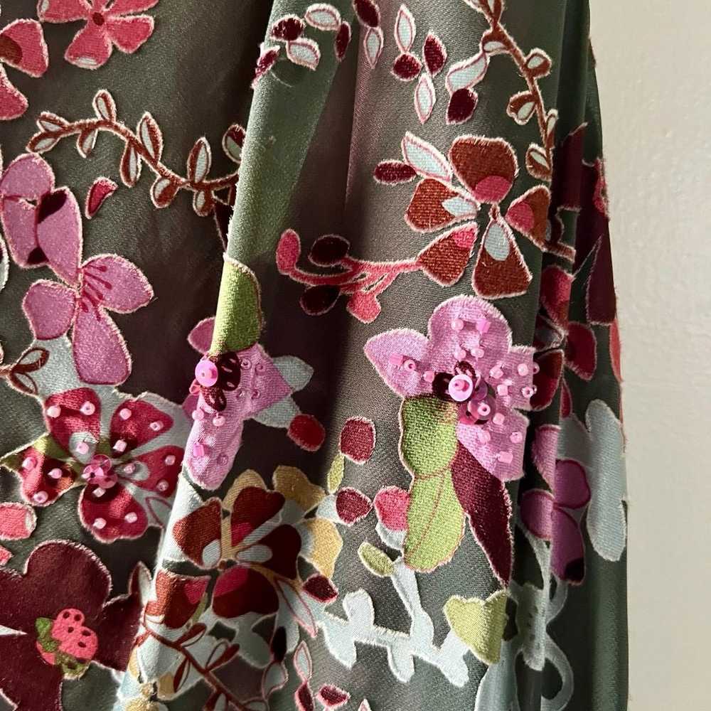 Monsoon UK floral beaded silk/viscose dress bias - image 5
