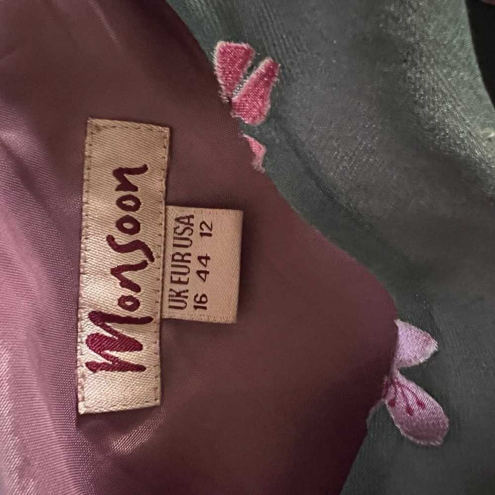 Monsoon UK floral beaded silk/viscose dress bias - image 7
