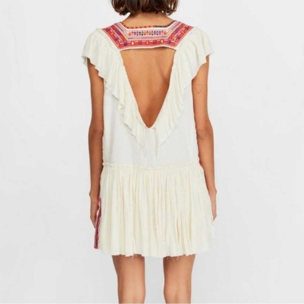 Free People Minidress Beige Red Embroidery Size L… - image 3