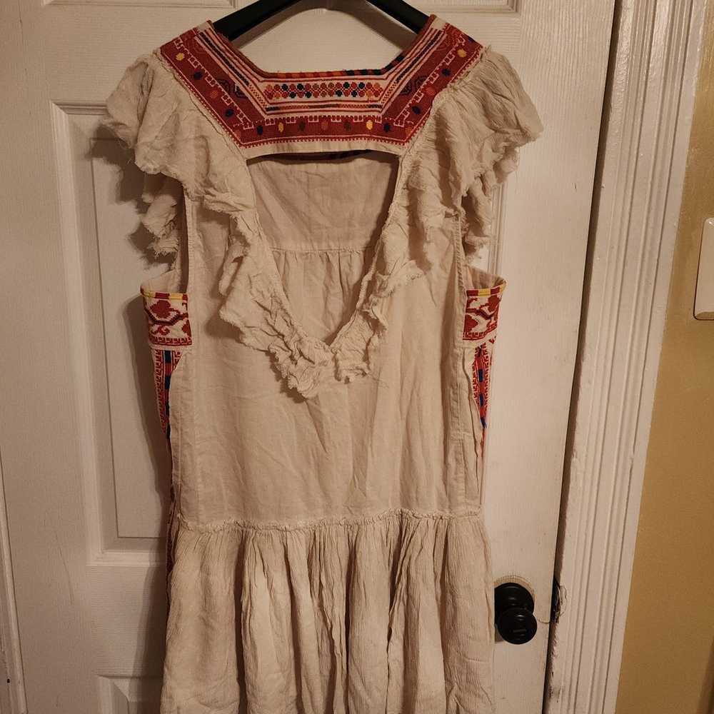 Free People Minidress Beige Red Embroidery Size L… - image 6