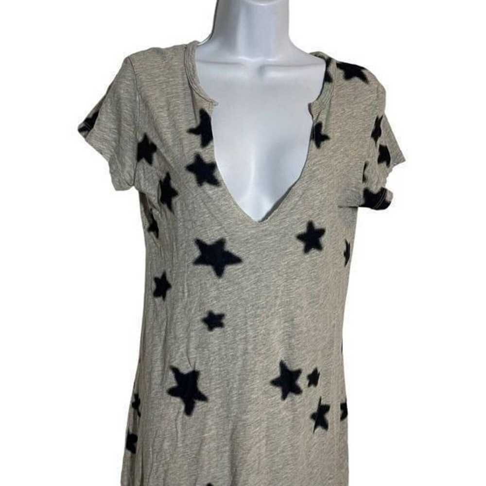 Pam & Gela Gray Star Print V-Neck T-Shirt Dress S - image 2