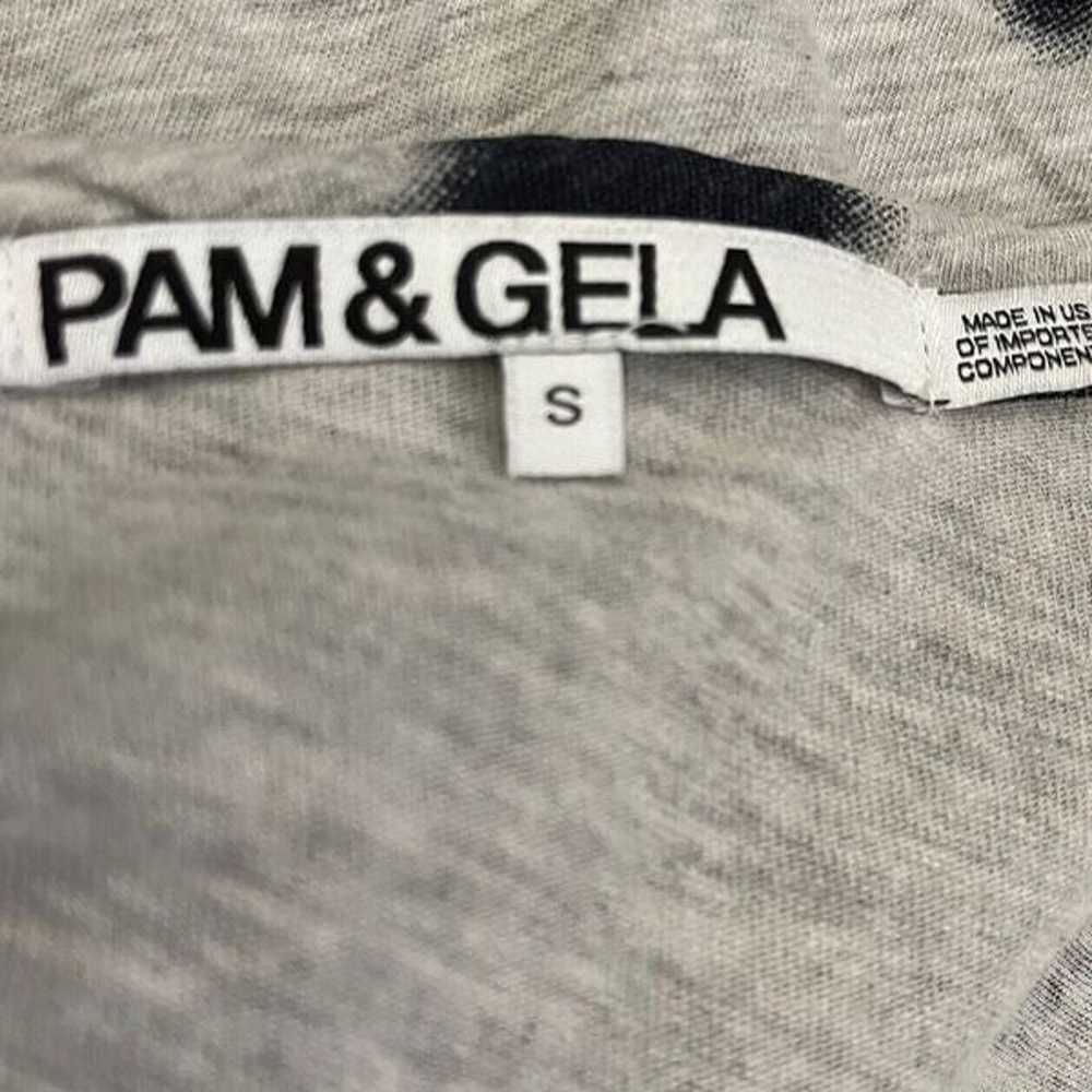 Pam & Gela Gray Star Print V-Neck T-Shirt Dress S - image 5