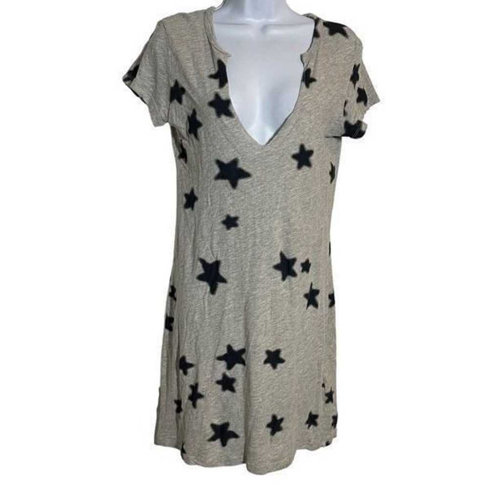 Pam & Gela Gray Star Print V-Neck T-Shirt Dress S - image 8