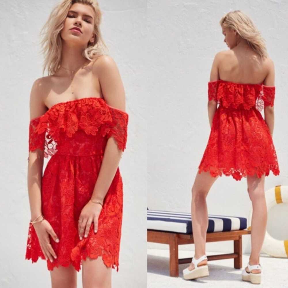 Lovers + Friends Dream Vacay Off Shoulder Red Lac… - image 1