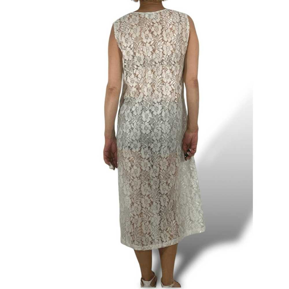 Channa Vintage Rayon White Lace Sleeveless Maxi D… - image 2