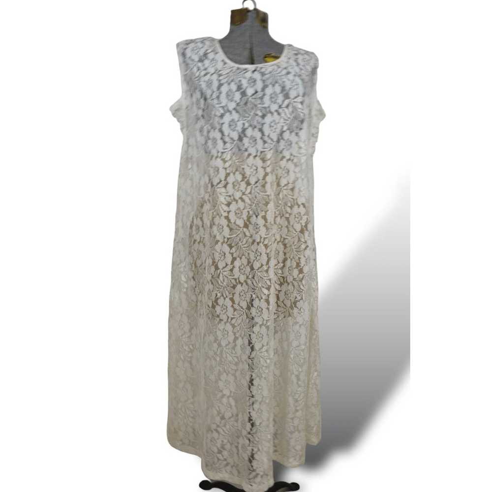 Channa Vintage Rayon White Lace Sleeveless Maxi D… - image 5