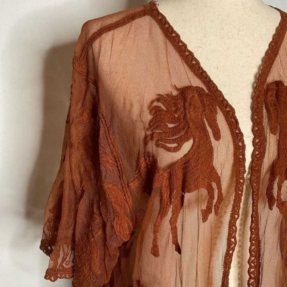 Shyanne Rust Orange Lace Long Tasseled Kimono Rob… - image 3