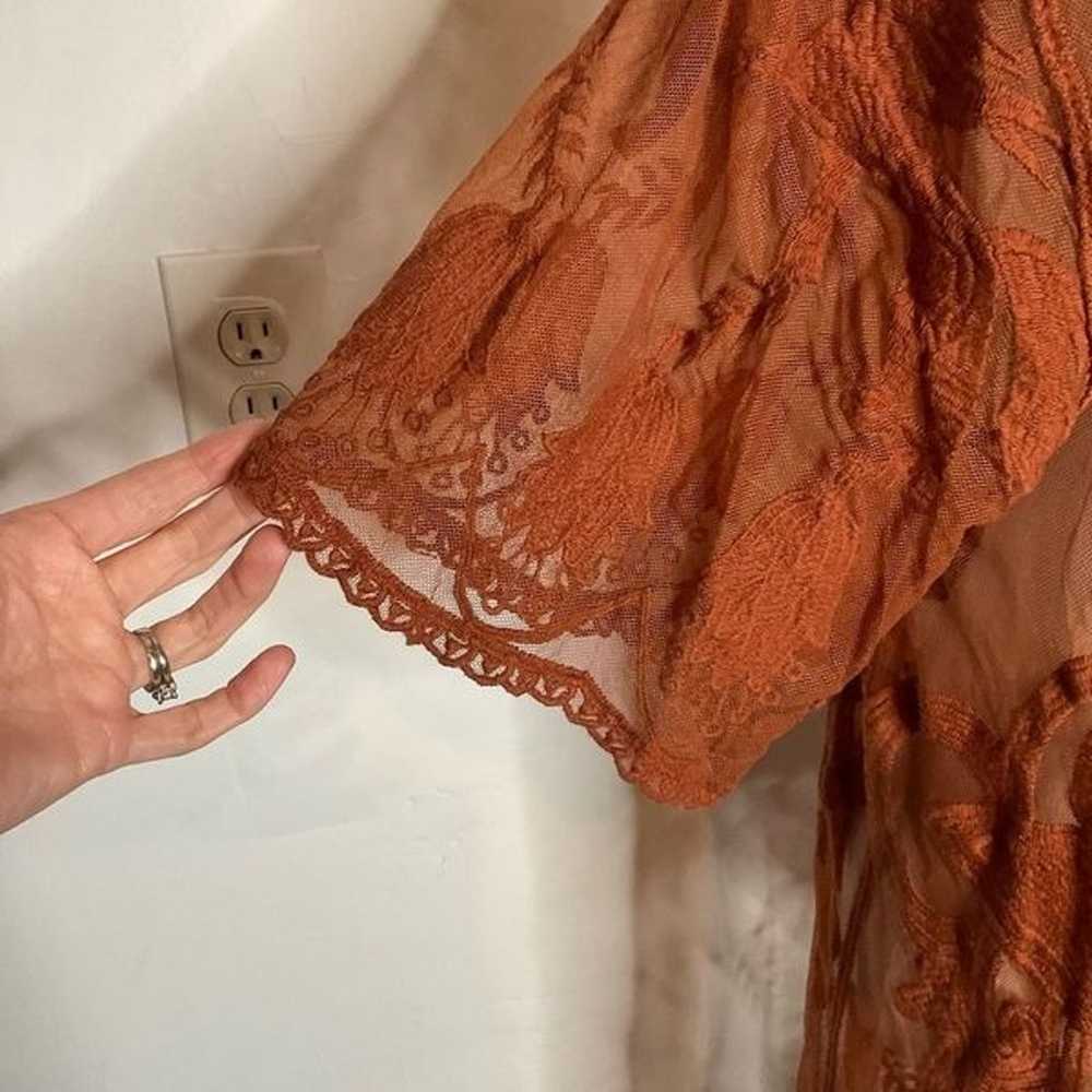 Shyanne Rust Orange Lace Long Tasseled Kimono Rob… - image 4