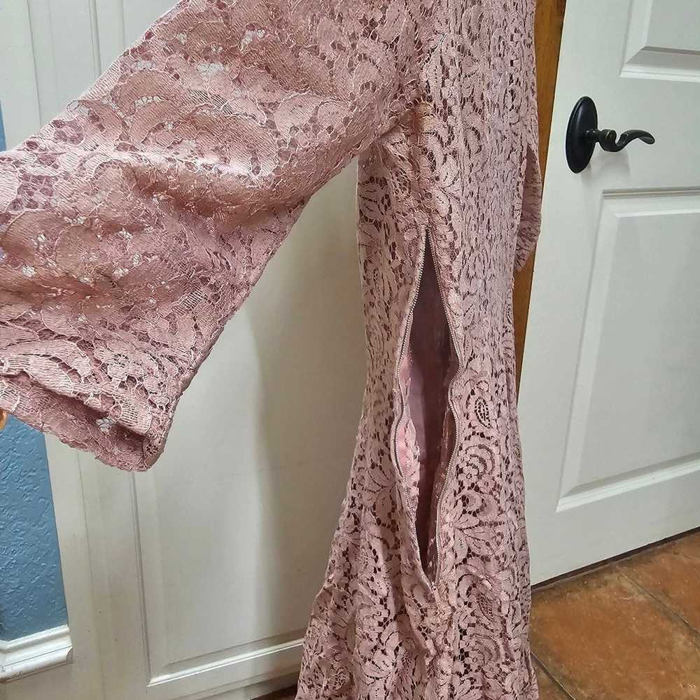 Blush Pink Floral Lace Ruffle Bell 3/4 Sleeve - image 3