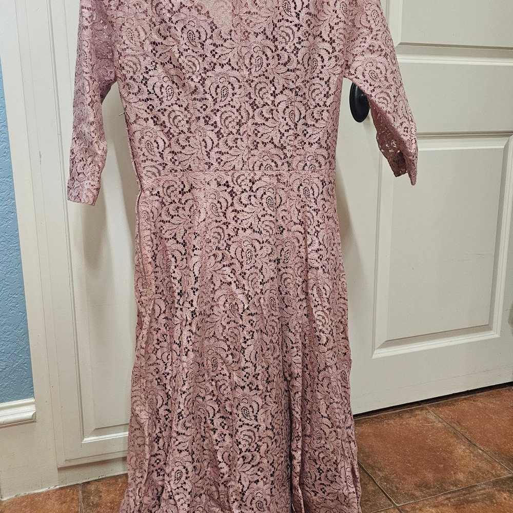 Blush Pink Floral Lace Ruffle Bell 3/4 Sleeve - image 4