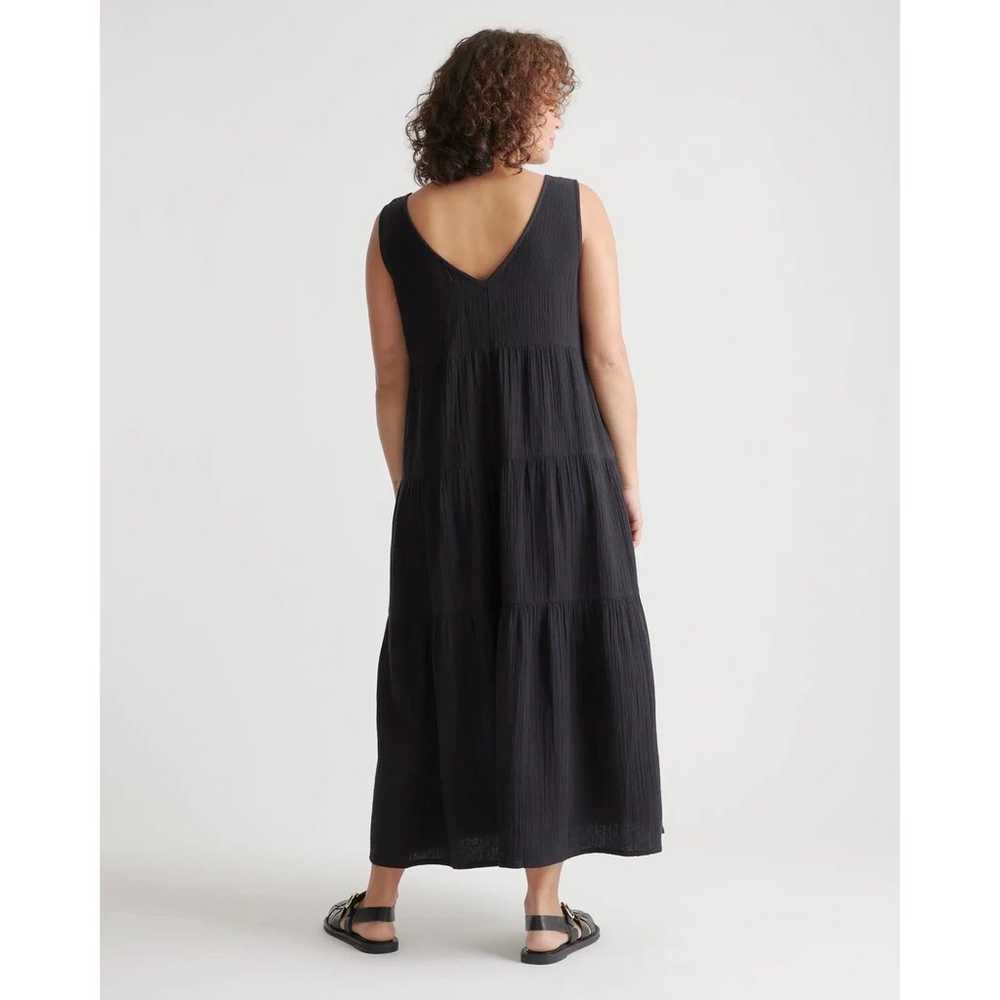QUINCE Black 100% Organic Cotton Gauze Tiered Max… - image 5